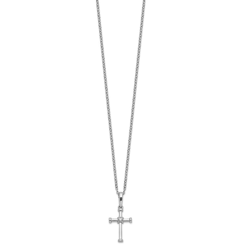 Sterling Silver White Ice Rhodium-Plated Diamond Cross Necklace