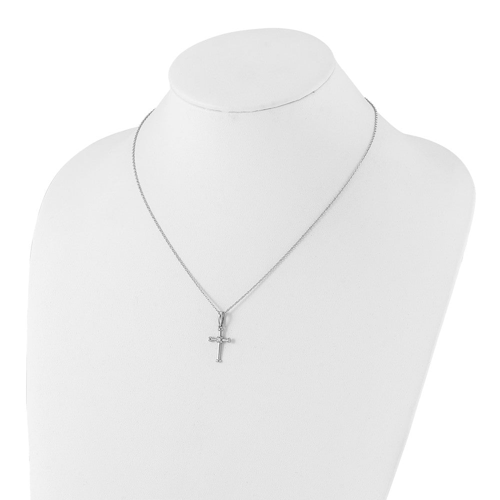 Sterling Silver White Ice Rhodium-Plated Diamond Cross Necklace