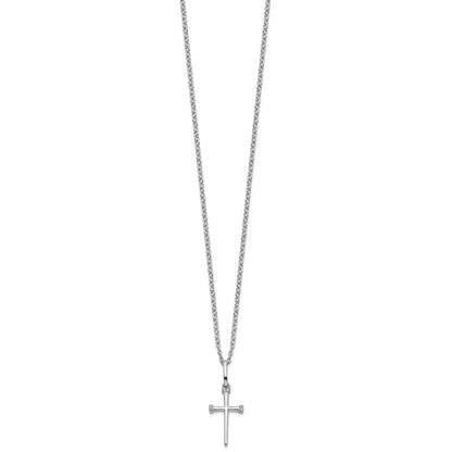 Sterling Silver White Ice Rhodium-Plated Diamond Cross Necklace
