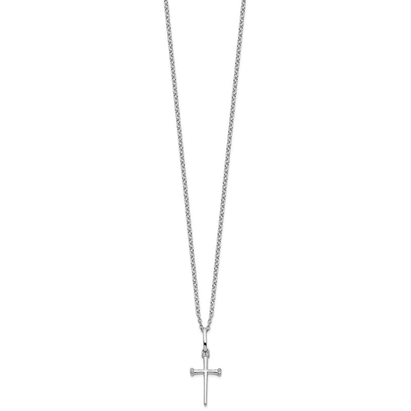 Sterling Silver White Ice Rhodium-Plated Diamond Cross Necklace