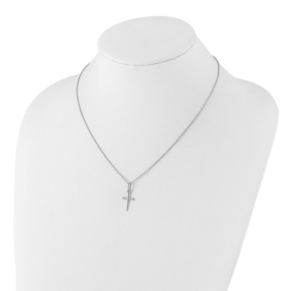 Sterling Silver White Ice Rhodium-Plated Diamond Cross Necklace