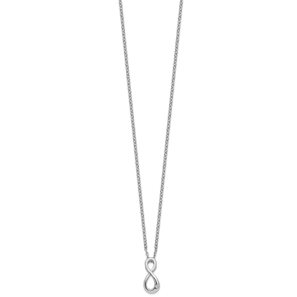Sterling Silver White Ice Rhodium-Plated Diamond Infinity Symbol Necklace