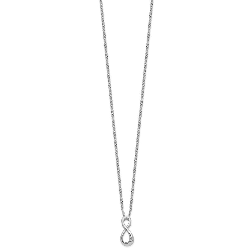 Sterling Silver White Ice Rhodium-Plated Diamond Infinity Symbol Necklace
