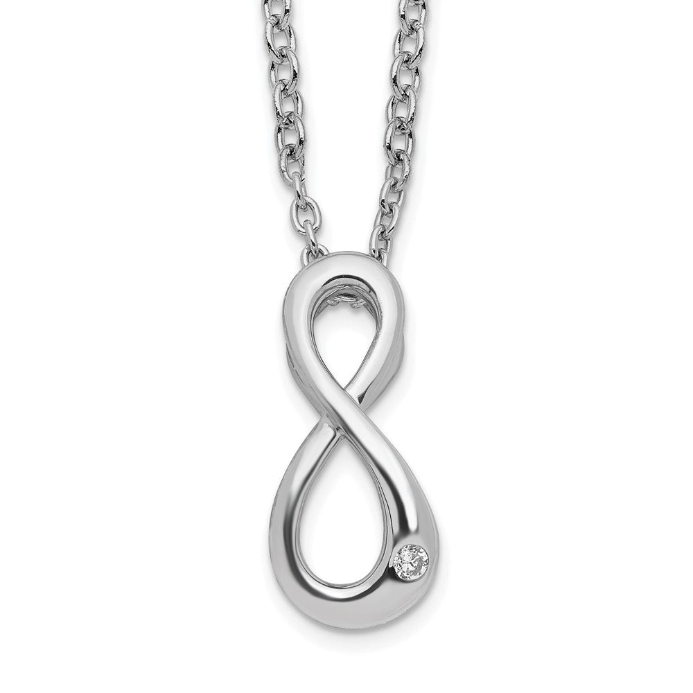 Sterling Silver White Ice Rhodium-Plated Diamond Infinity Symbol Necklace