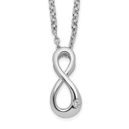 Sterling Silver White Ice Rhodium-Plated Diamond Infinity Symbol Necklace