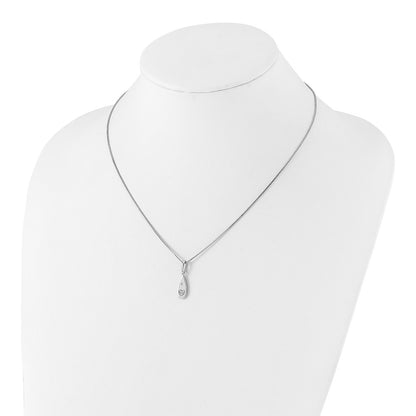 Sterling Silver White Ice Rhodium-Plated Diamond Heart Teardrop Necklace