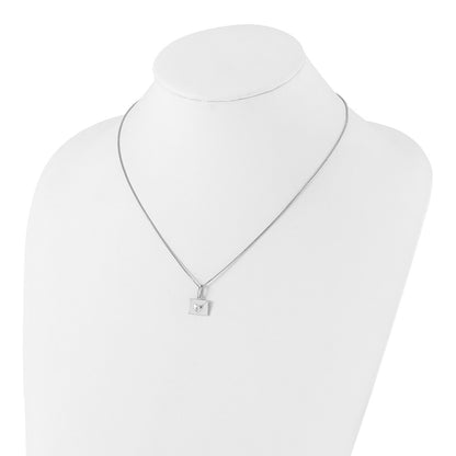 Sterling Silver White Ice Rhodium-Plated Diamond Heart Envelope Necklace