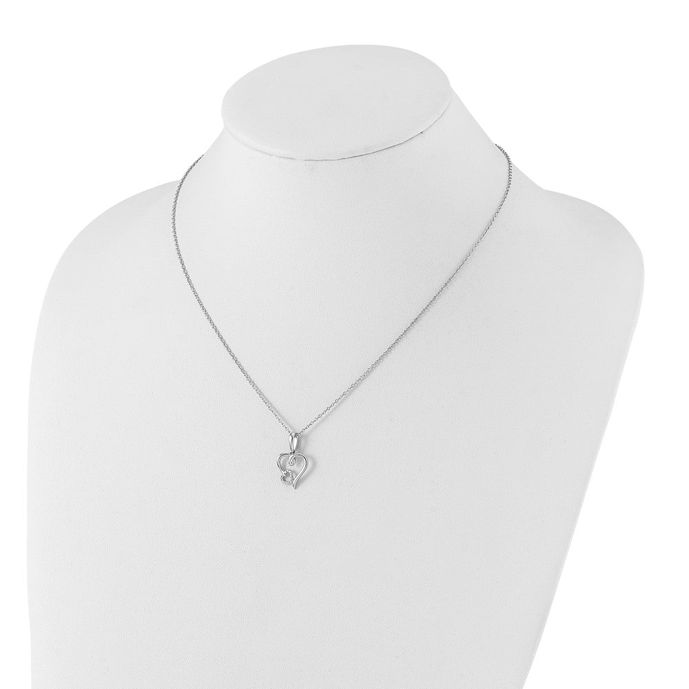 Sterling Silver White Ice Rhodium-Plated Diamond Hearts Necklace