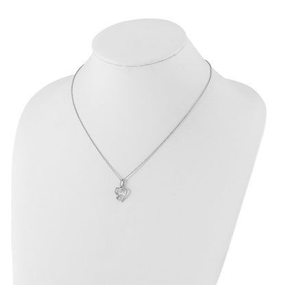 Sterling Silver White Ice Rhodium-Plated Diamond Hearts Necklace