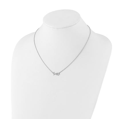Sterling Silver White Ice Rhodium Plated Diamond Heart with Heartbeat Necklace
