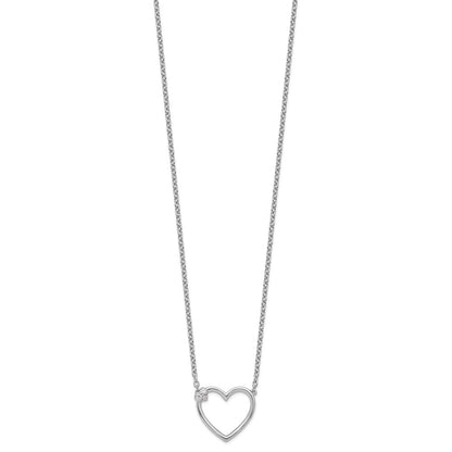 Sterling Silver White Ice Rhodium-Plated Diamond Heart Necklace