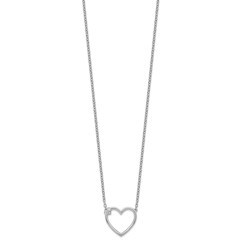 Sterling Silver White Ice Rhodium-Plated Diamond Heart Necklace