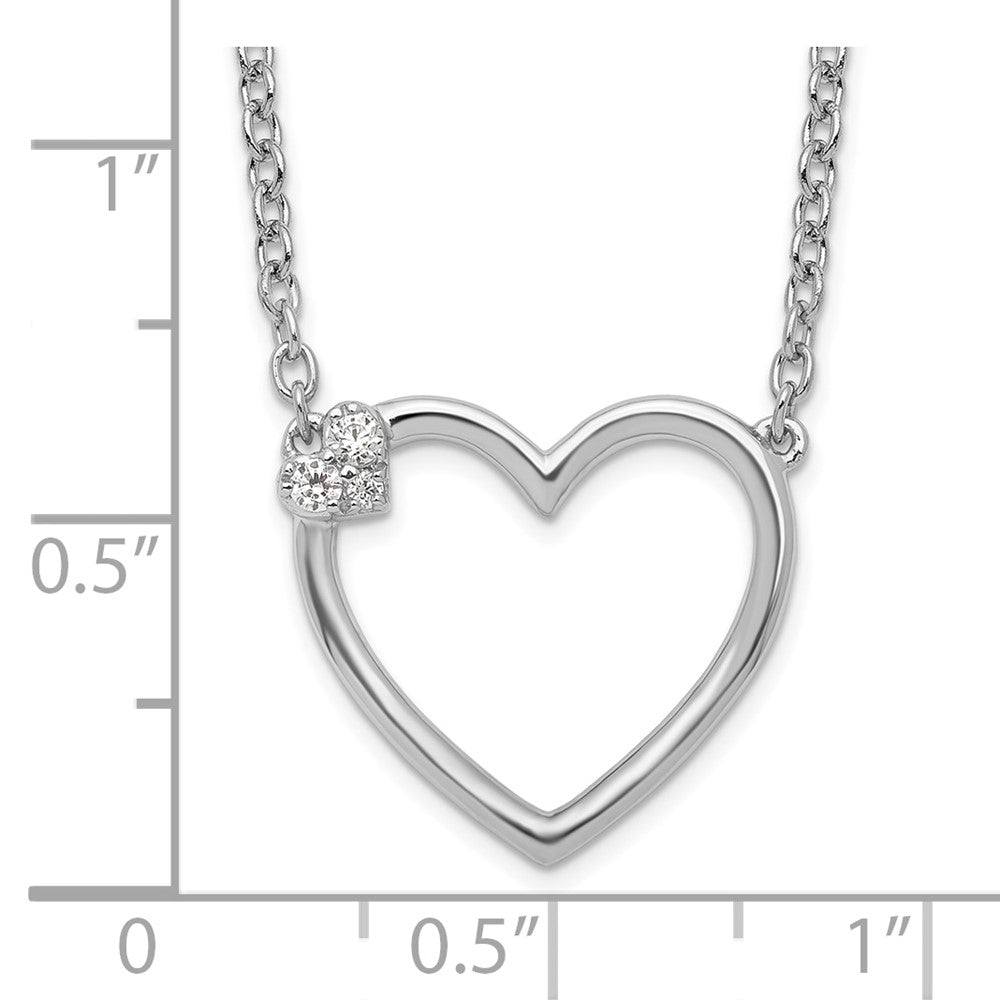 Sterling Silver White Ice Rhodium-Plated Diamond Heart Necklace