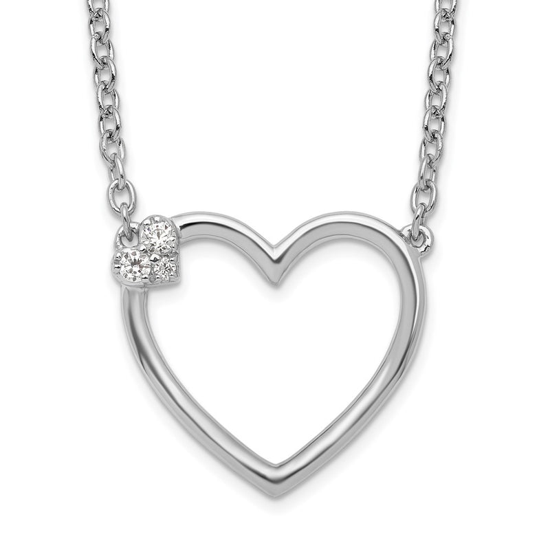 Sterling Silver White Ice Rhodium-Plated Diamond Heart Necklace