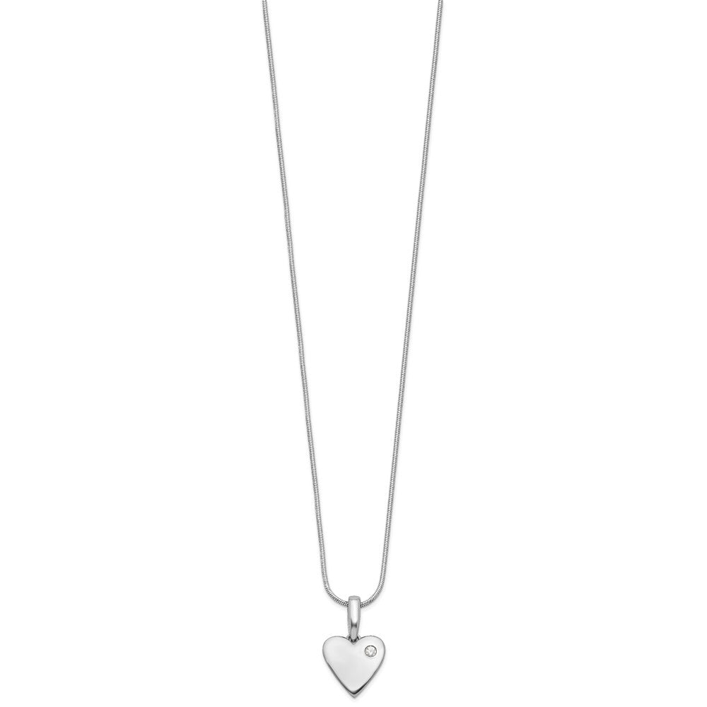 Sterling Silver White Ice Rhodium-Plated Diamond Heart Necklace