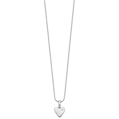 Sterling Silver White Ice Rhodium-Plated Diamond Heart Necklace