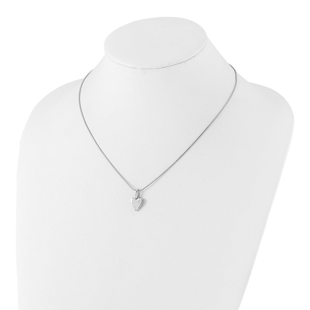 Sterling Silver White Ice Rhodium-Plated Diamond Heart Necklace