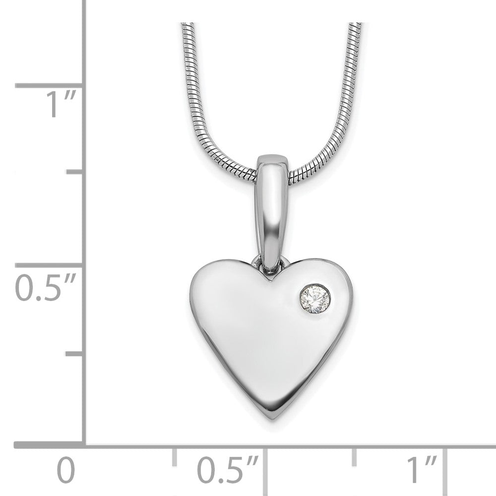 Sterling Silver White Ice Rhodium-Plated Diamond Heart Necklace