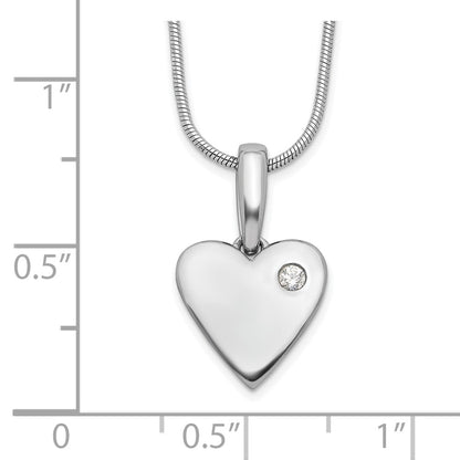 Sterling Silver White Ice Rhodium-Plated Diamond Heart Necklace