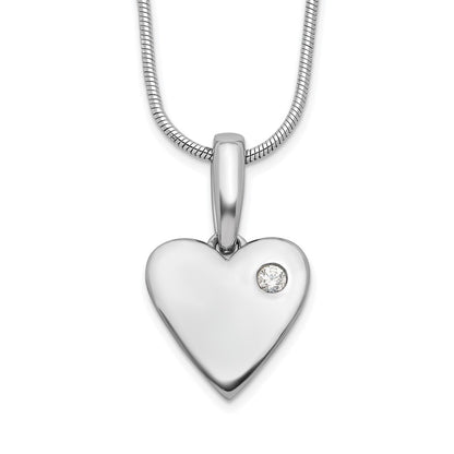 Sterling Silver White Ice Rhodium-Plated Diamond Heart Necklace