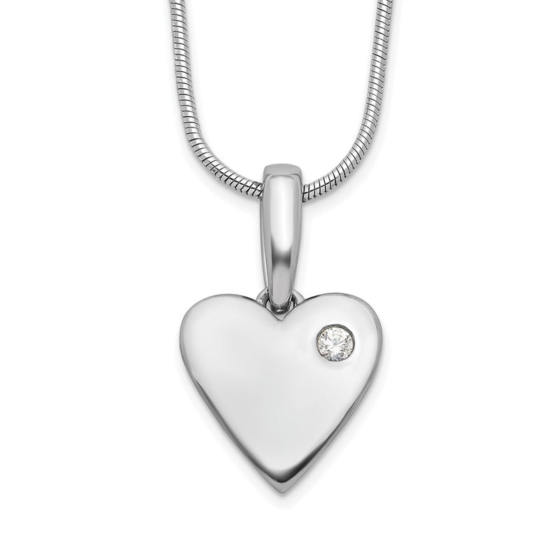 Sterling Silver White Ice Rhodium-Plated Diamond Heart Necklace