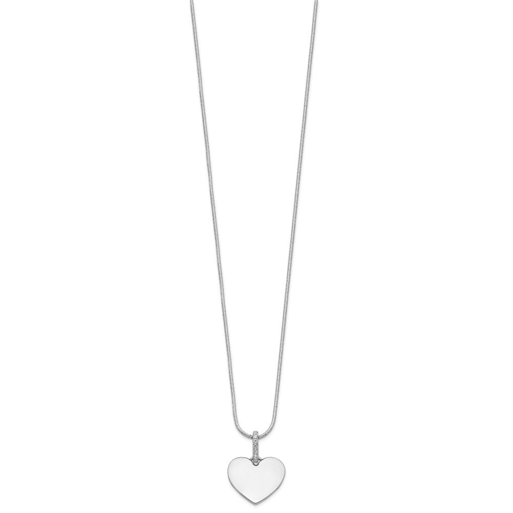 Sterling Silver White Ice Rhodium-Plated Diamond Heart Necklace