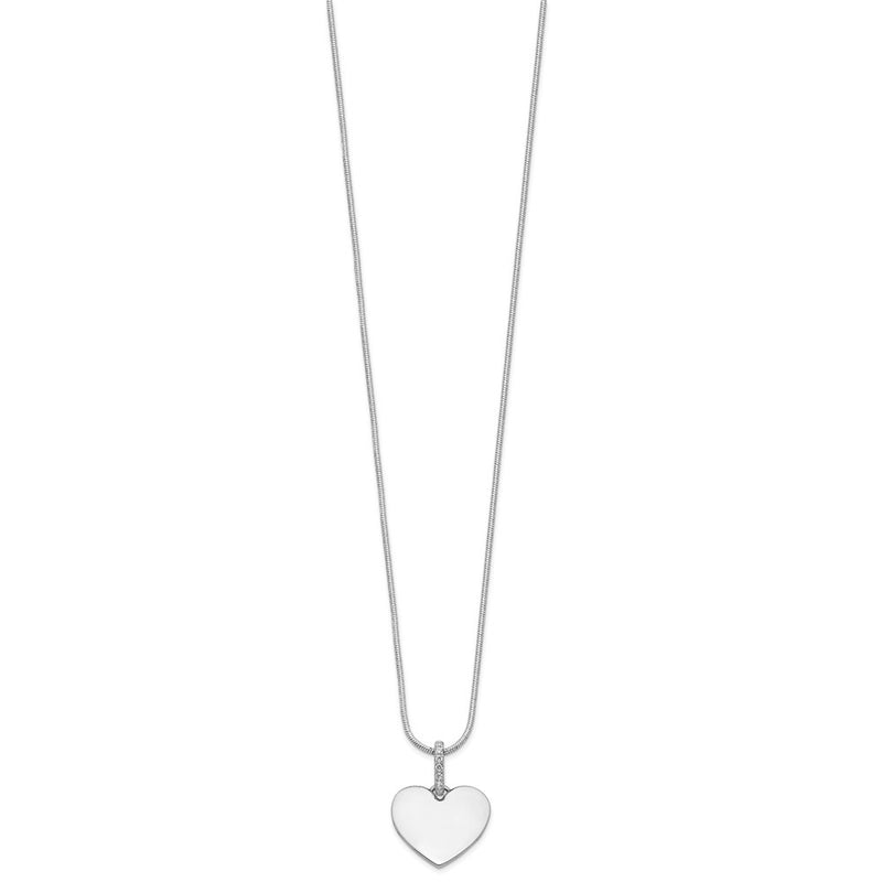 Sterling Silver White Ice Rhodium-Plated Diamond Heart Necklace