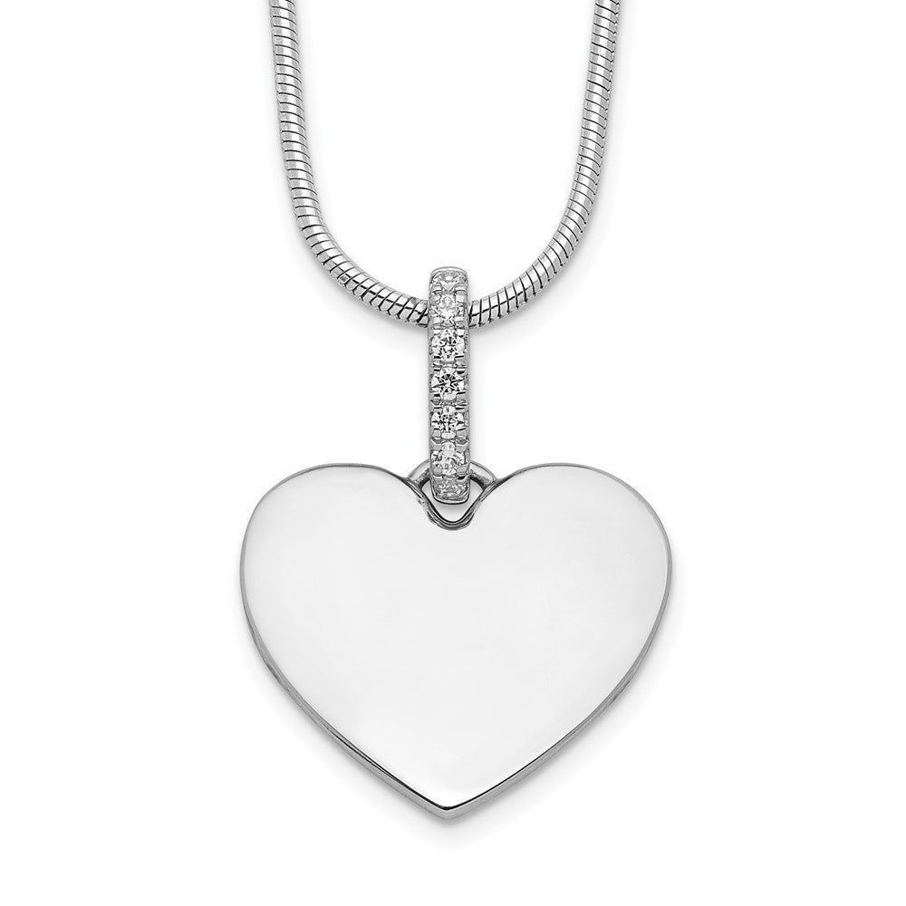 Sterling Silver White Ice Rhodium-Plated Diamond Heart Necklace