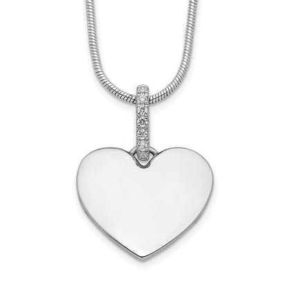 Sterling Silver White Ice Rhodium-Plated Diamond Heart Necklace