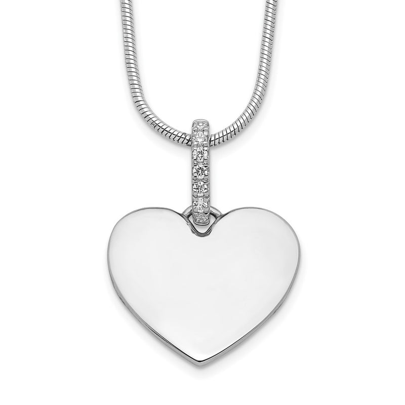 Sterling Silver White Ice Rhodium-Plated Diamond Heart Necklace