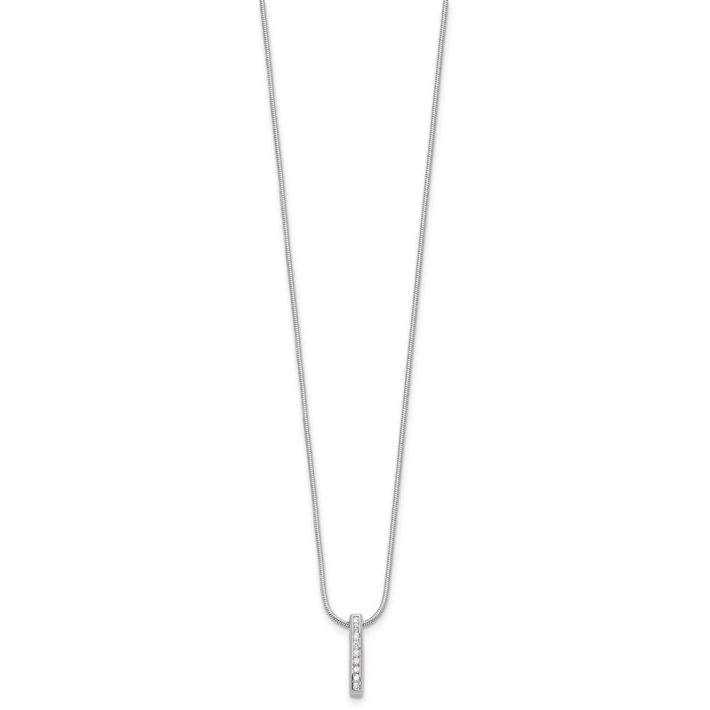 White Ice Sterling Silver Rhodium Plated .10ct. Dia. w/2IN Ext Necklace