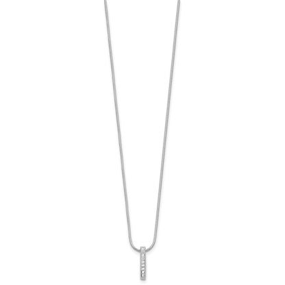 White Ice Sterling Silver Rhodium Plated .10ct. Dia. w/2IN Ext Necklace