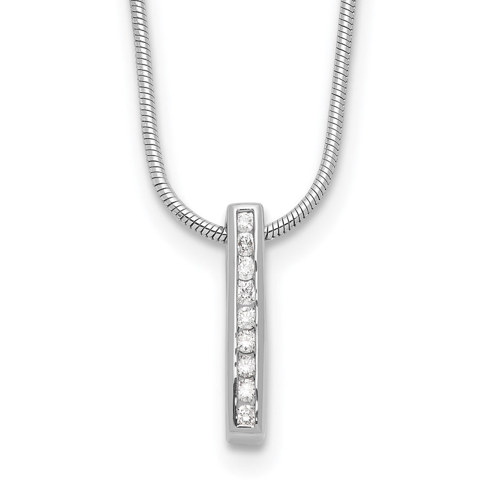 White Ice Sterling Silver Rhodium Plated .10ct. Dia. w/2IN Ext Necklace