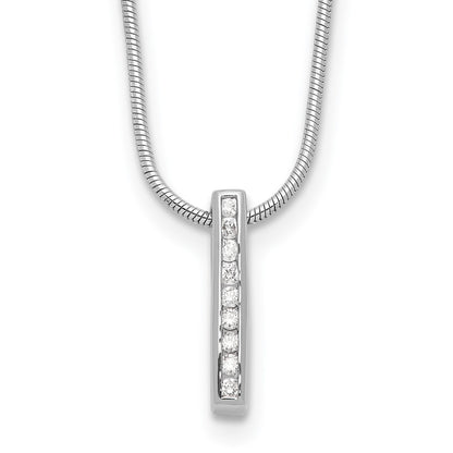 White Ice Sterling Silver Rhodium Plated .10ct. Dia. w/2IN Ext Necklace