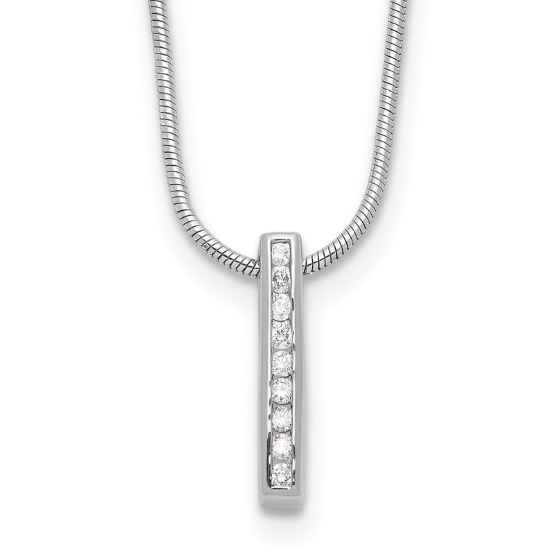 White Ice Sterling Silver Rhodium Plated .10ct. Dia. w/2IN Ext Necklace