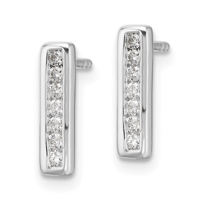 Sterling Silver Rhodium Plated White Ice .15ct Diamond Earrings