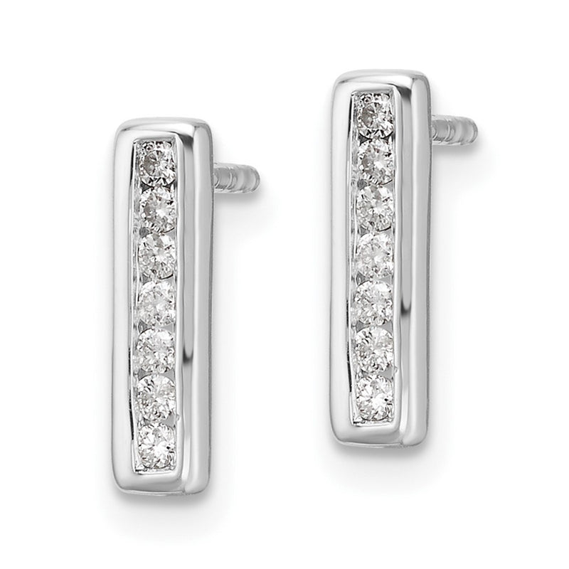 Sterling Silver Rhodium Plated White Ice .15ct Diamond Earrings