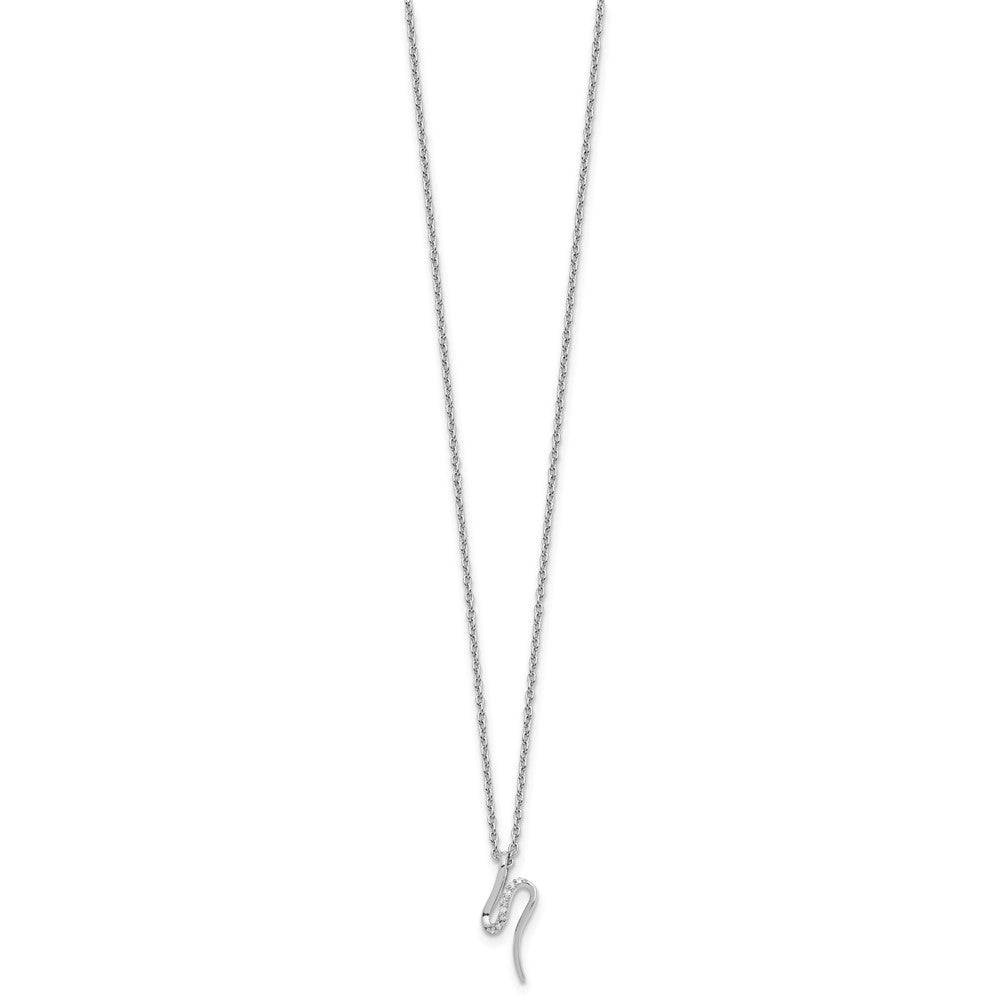 Sterling Silver Rhodium Plated White Ice .03ct. Dia. w/2IN Ext Necklace