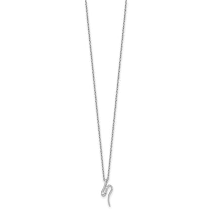 Sterling Silver Rhodium Plated White Ice .03ct. Dia. w/2IN Ext Necklace