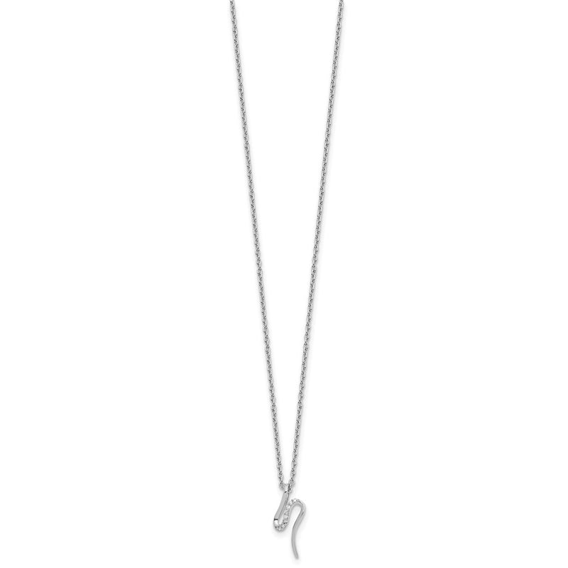 Sterling Silver Rhodium Plated White Ice .03ct. Dia. w/2IN Ext Necklace