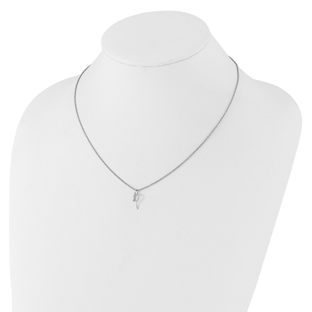 Sterling Silver Rhodium Plated White Ice .03ct. Dia. w/2IN Ext Necklace
