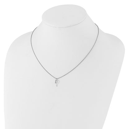 Sterling Silver Rhodium Plated White Ice .03ct. Dia. w/2IN Ext Necklace