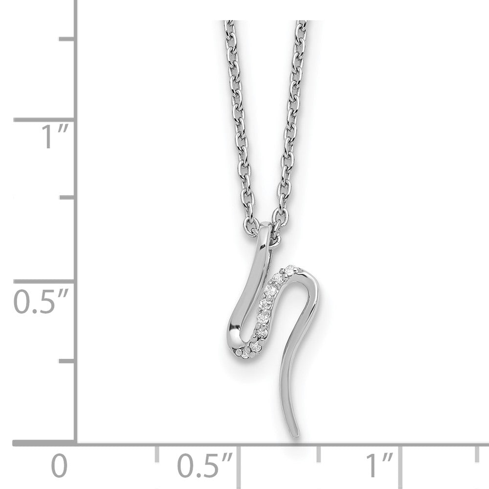 Sterling Silver Rhodium Plated White Ice .03ct. Dia. w/2IN Ext Necklace