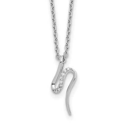 Sterling Silver Rhodium Plated White Ice .03ct. Dia. w/2IN Ext Necklace