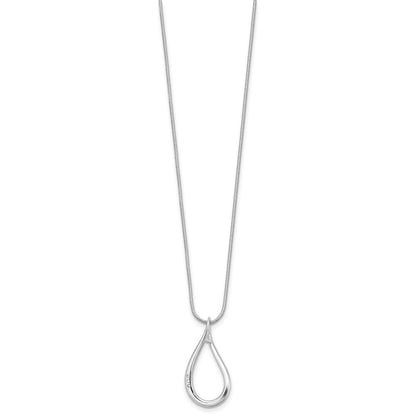 Sterling Silver Rhodium Plated White Ice .01ct. Diamond w/2IN Ext Necklace