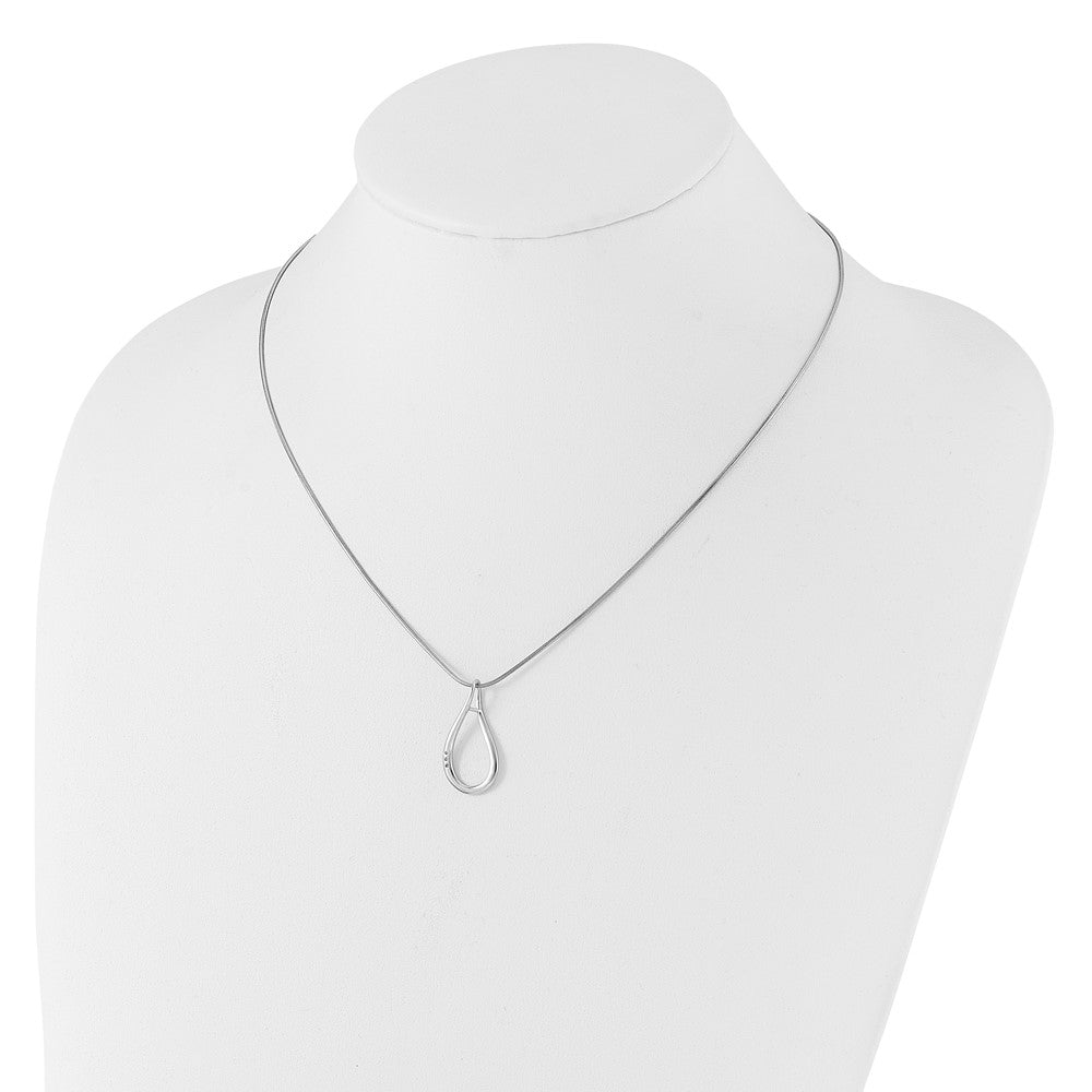 Sterling Silver Rhodium Plated White Ice .01ct. Diamond w/2IN Ext Necklace