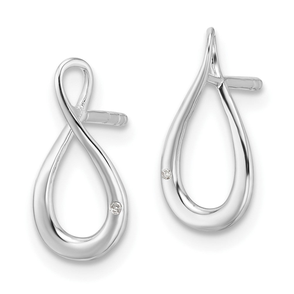 Sterling Silver Rhodium Plated White Ice .01ct. Diamond Post Earrings