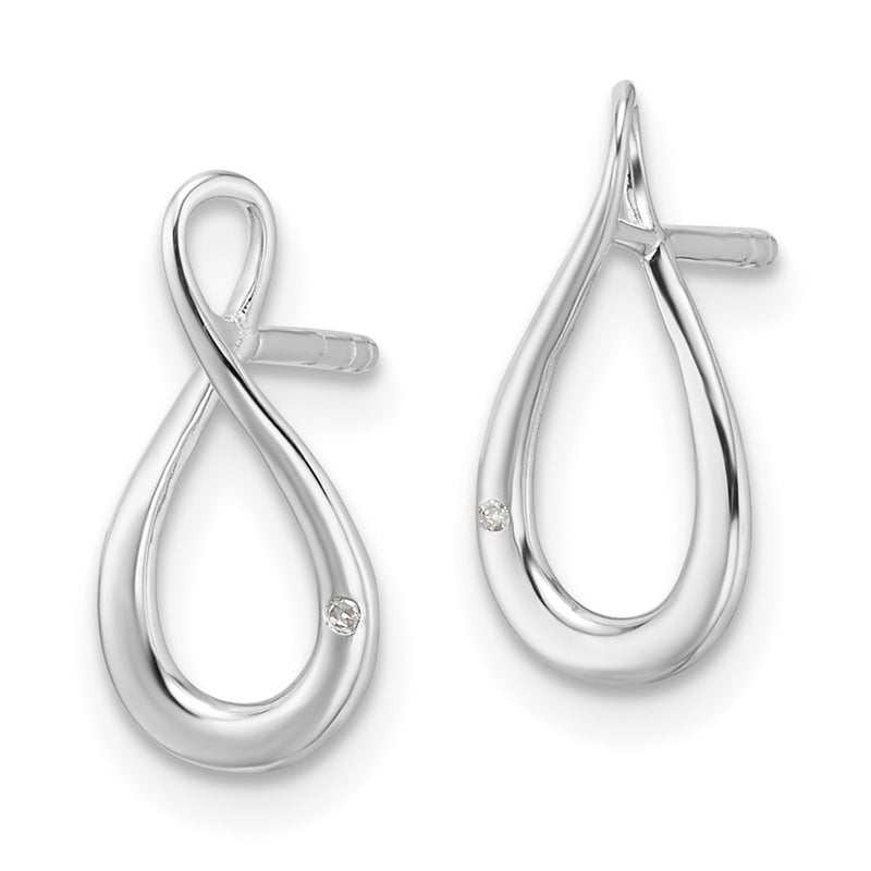 Sterling Silver Rhodium Plated White Ice .01ct. Diamond Post Earrings