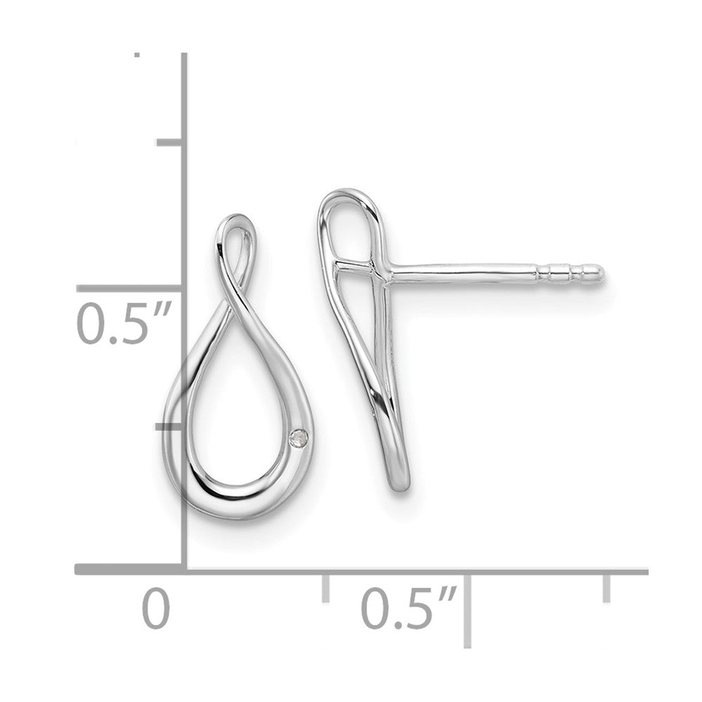 Sterling Silver Rhodium Plated White Ice .01ct. Diamond Post Earrings