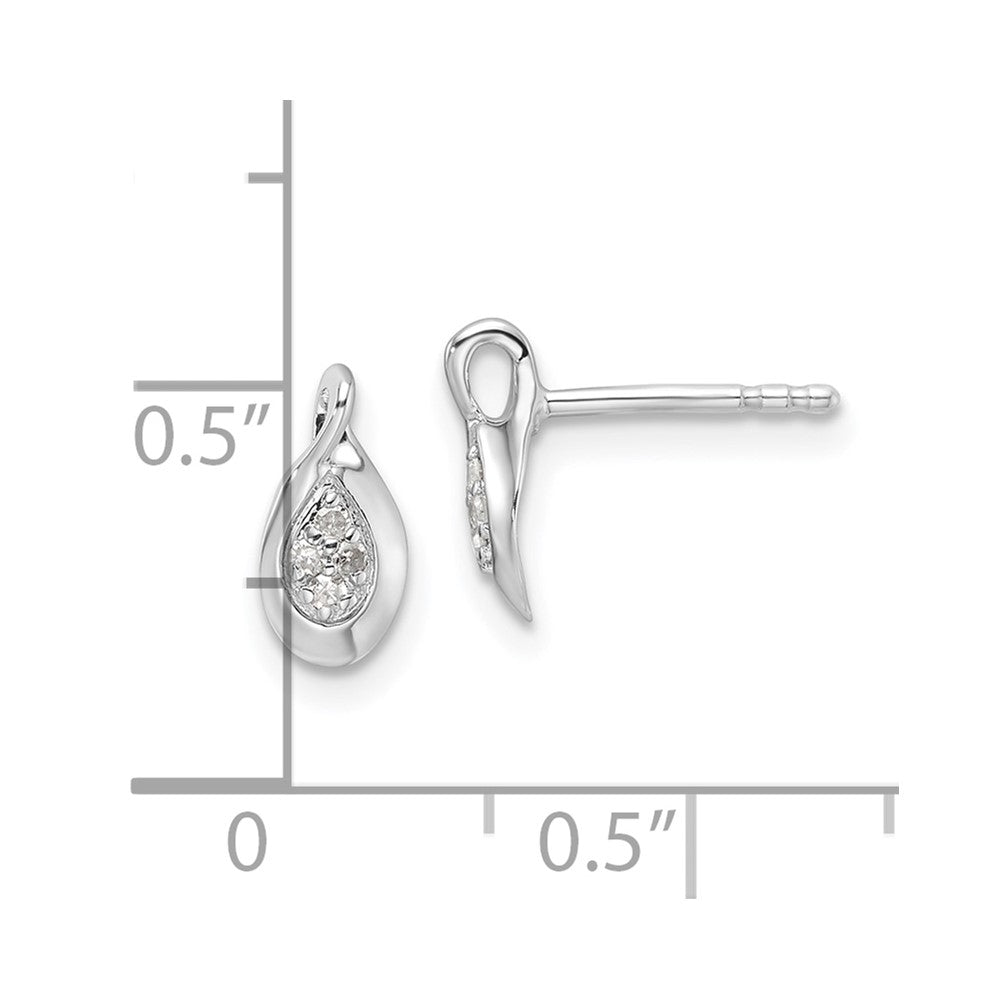 Sterling Silver Rhodium Plated White Ice .05ct Diamond Post Earrings